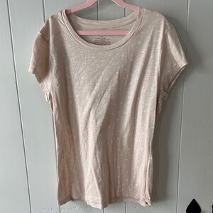 Ann Taylor light pink shirt with white polka dots